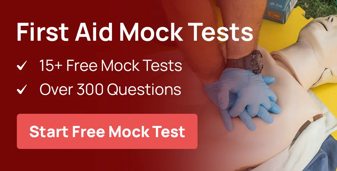 Mock test banner – 15+ free Emergency First Aid at Work practice tests for learners in Lewisham
